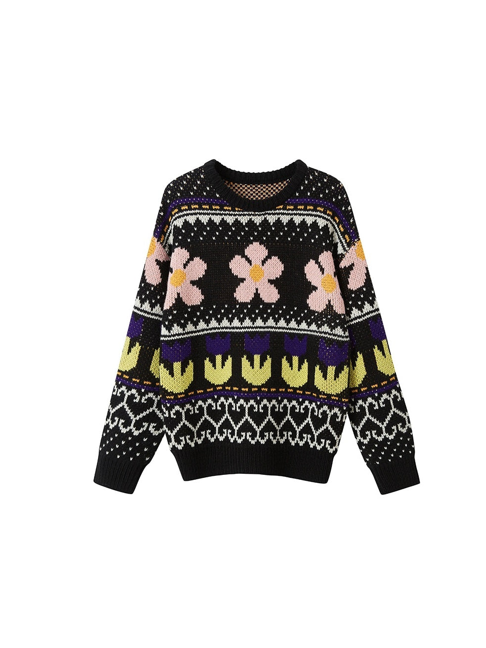 Lazy Style Colorful Floral Sweater