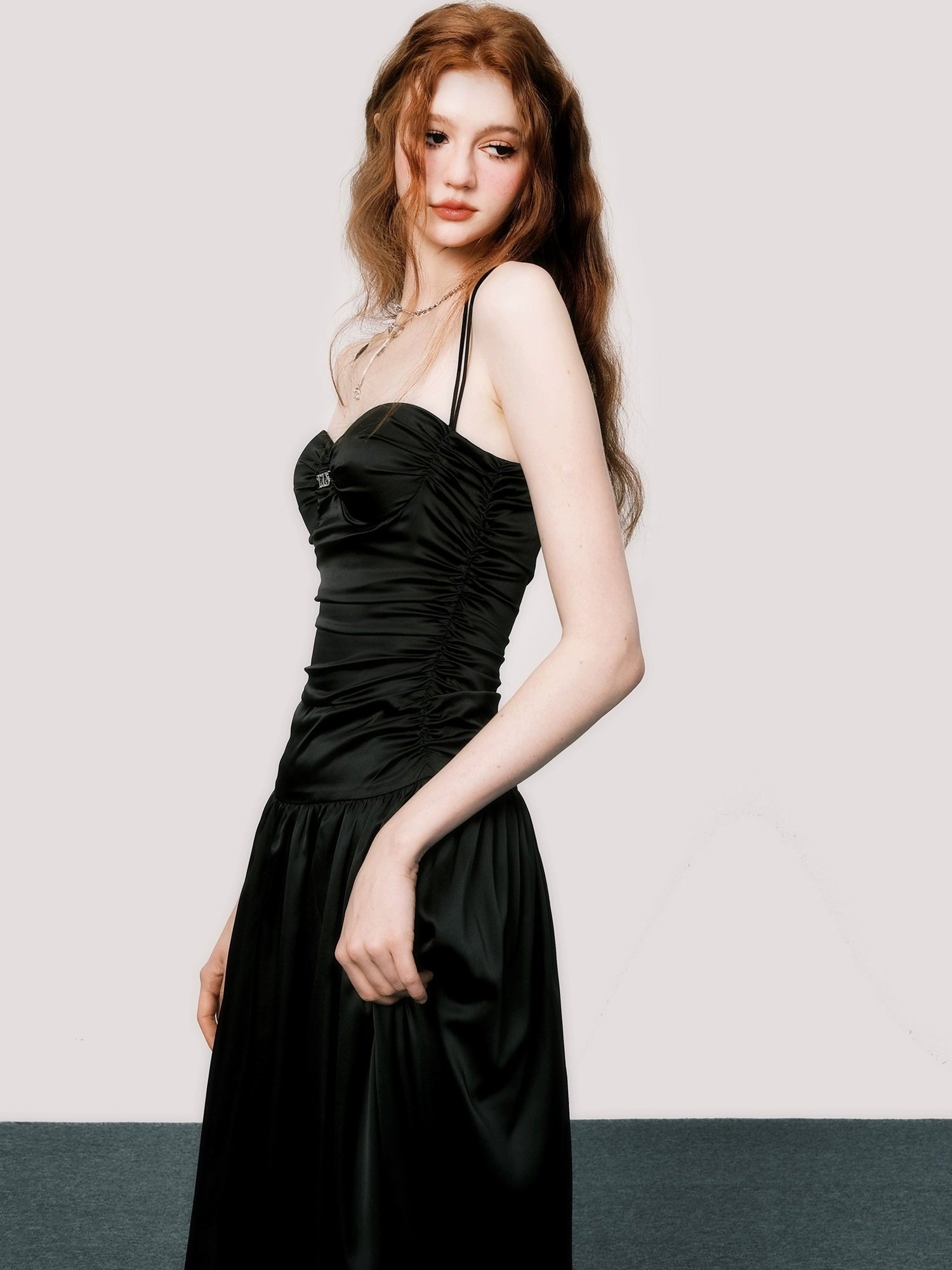 Backless Suspender Drape Long Dress