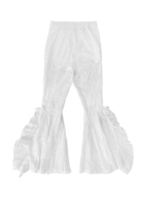 Lace Bow Sequins Girly Bell Bottoms Pants