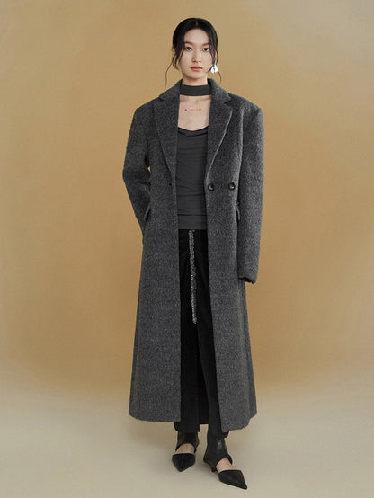 Wide Shoulder One Button Long Coat