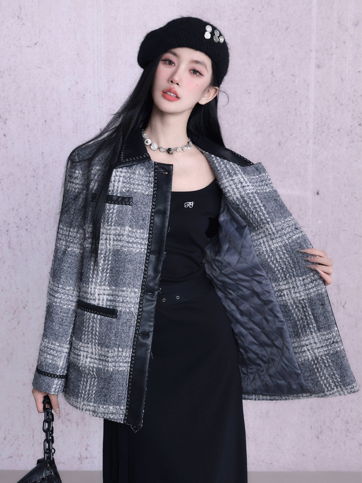 Elegancene Small Fragrance Plaid Jacket