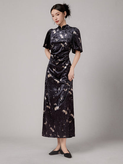 Butterfly Print Chinese Style Dress