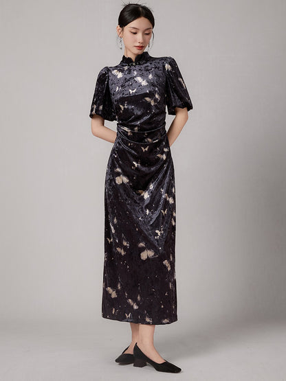 Butterfly Print Chinese Style Dress