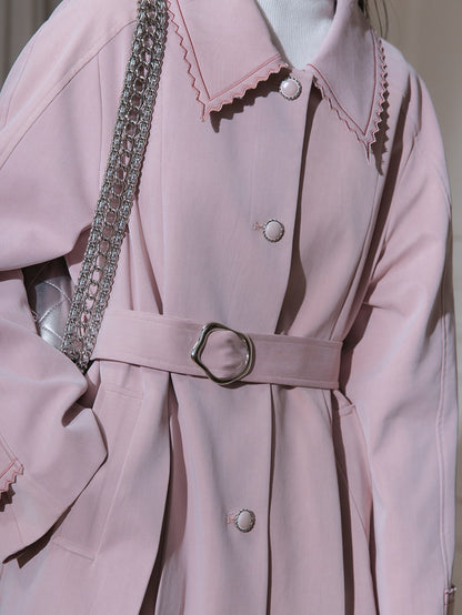 Contrasting Line Pleated A-shaped Coat