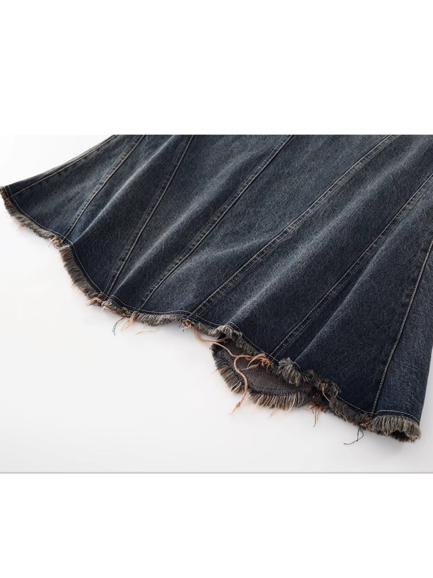 Distressed Irregular Mermaid Denim Skirt