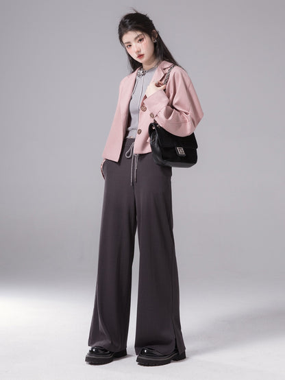 Knitted Stretch Wide Leg Pants