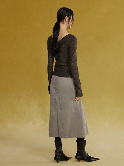 Twisted Pleated Straight Skirt