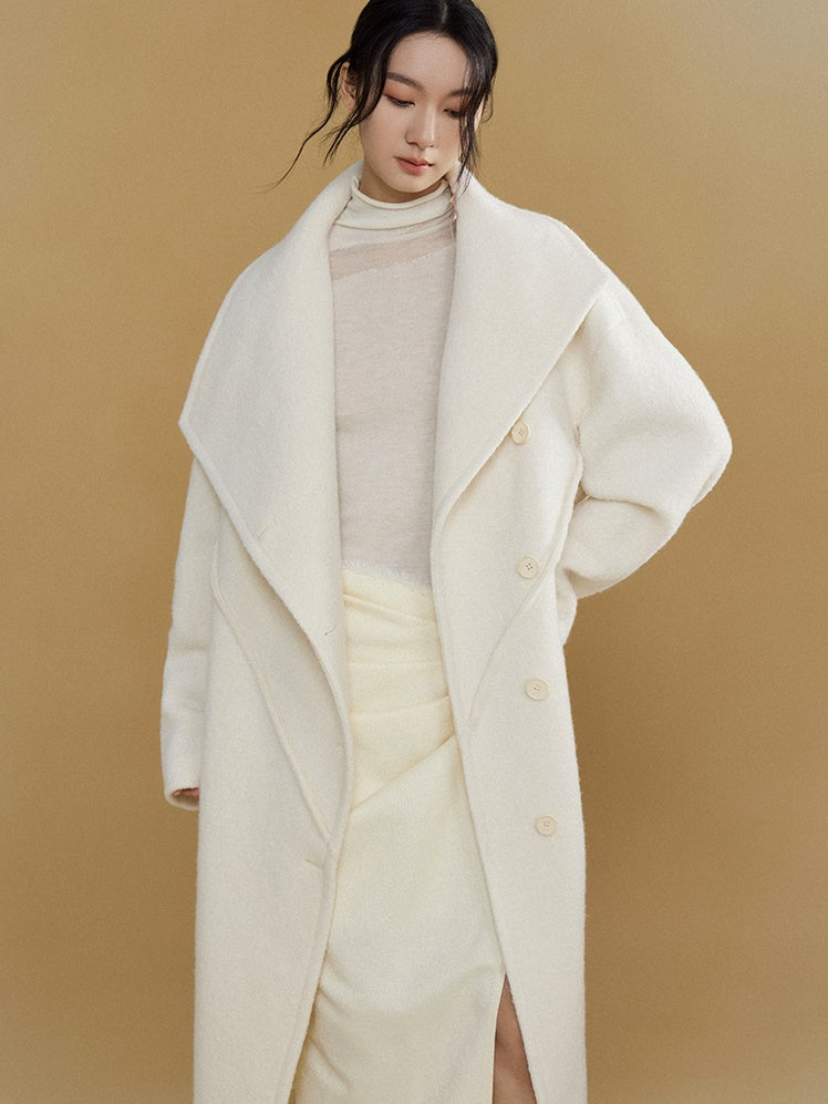 Asymmetric Lapel Woolen Coat