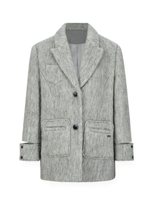 Slit Cuffs Wool Blend OverSize Jacket Coat