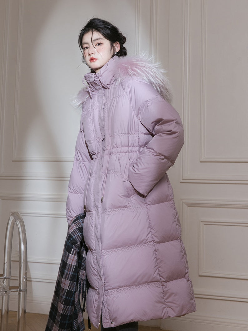 Diamond-shaped Pressed Long Down Jacket