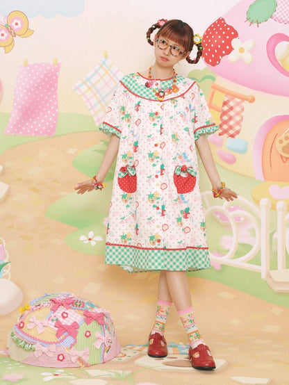 Strawberry Bear Print Loose One-piece