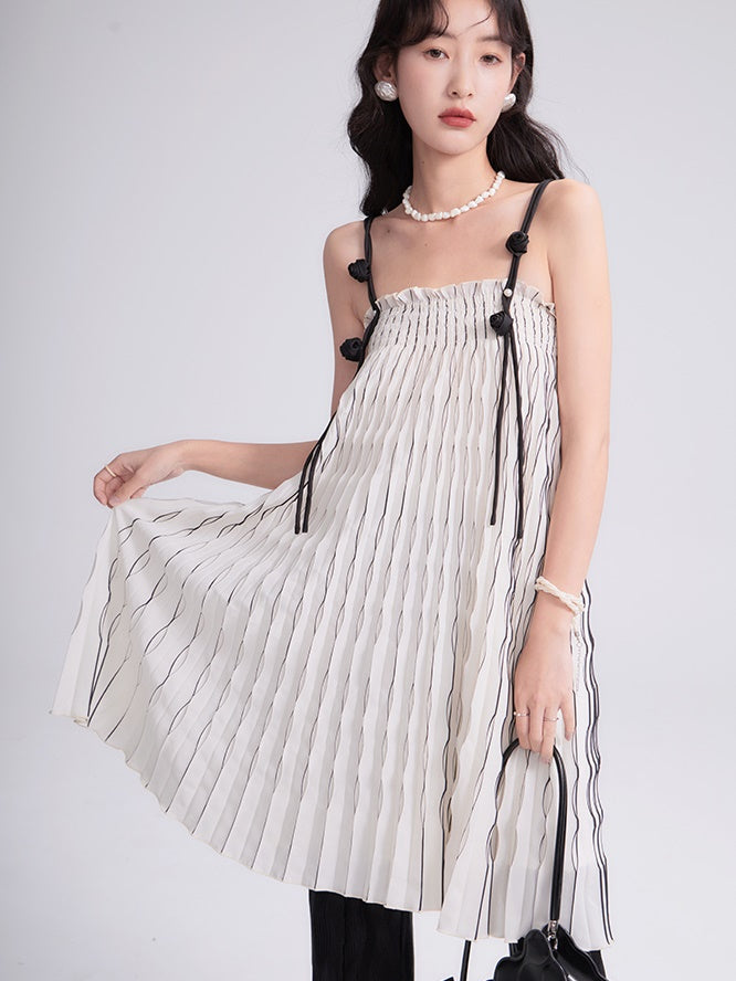 2Way Flower Vine Sling Curve Pleated Skirt