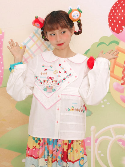 Doll Collar Handkerchief Design Embroidery Shirt