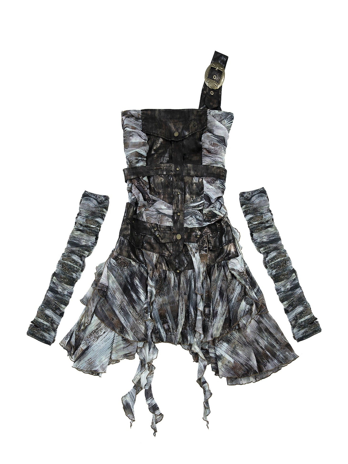 Punk Irregular Splicing Tube Top Dress