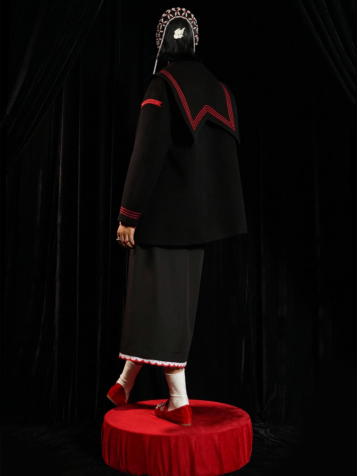 Double-sided Sailor Collar Woolen Coat