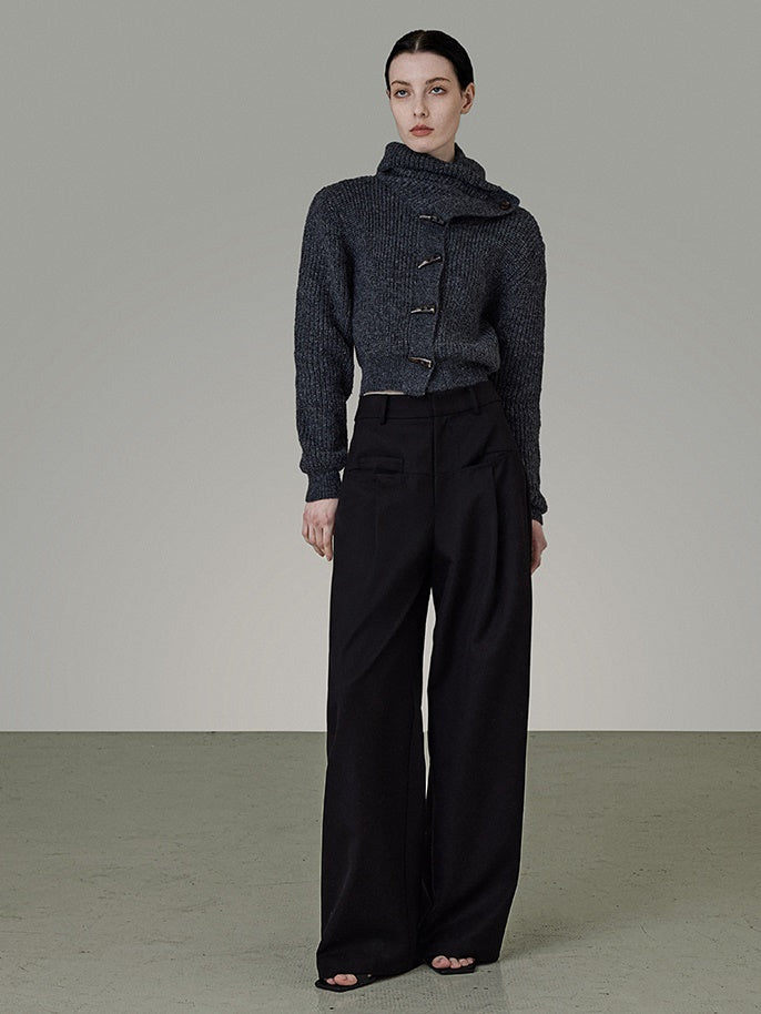 High Waist Front Pocket Drape Pants