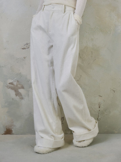 High Waist Corduroy Straight Wide Leg Pants