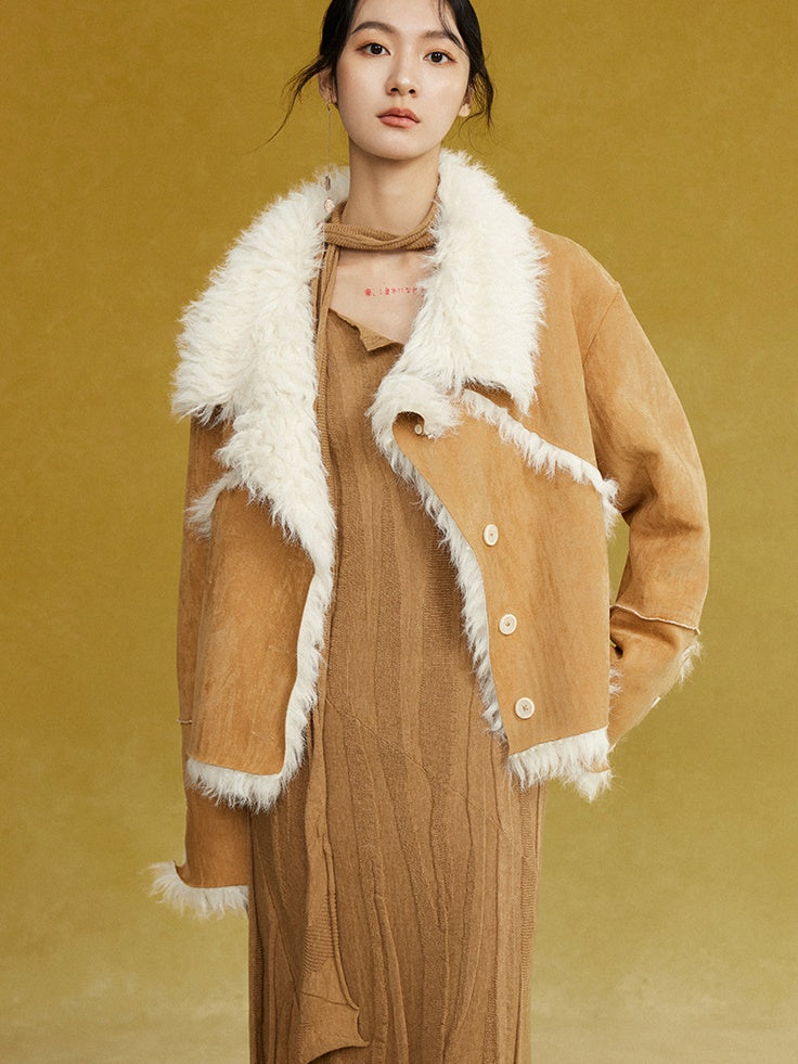 Split Lapel Short Fur Coat