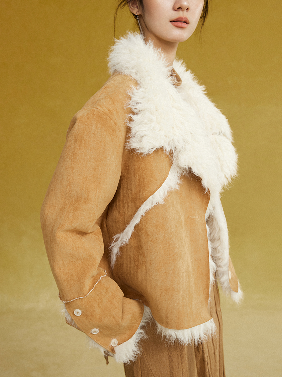 Split Lapel Short Fur Coat