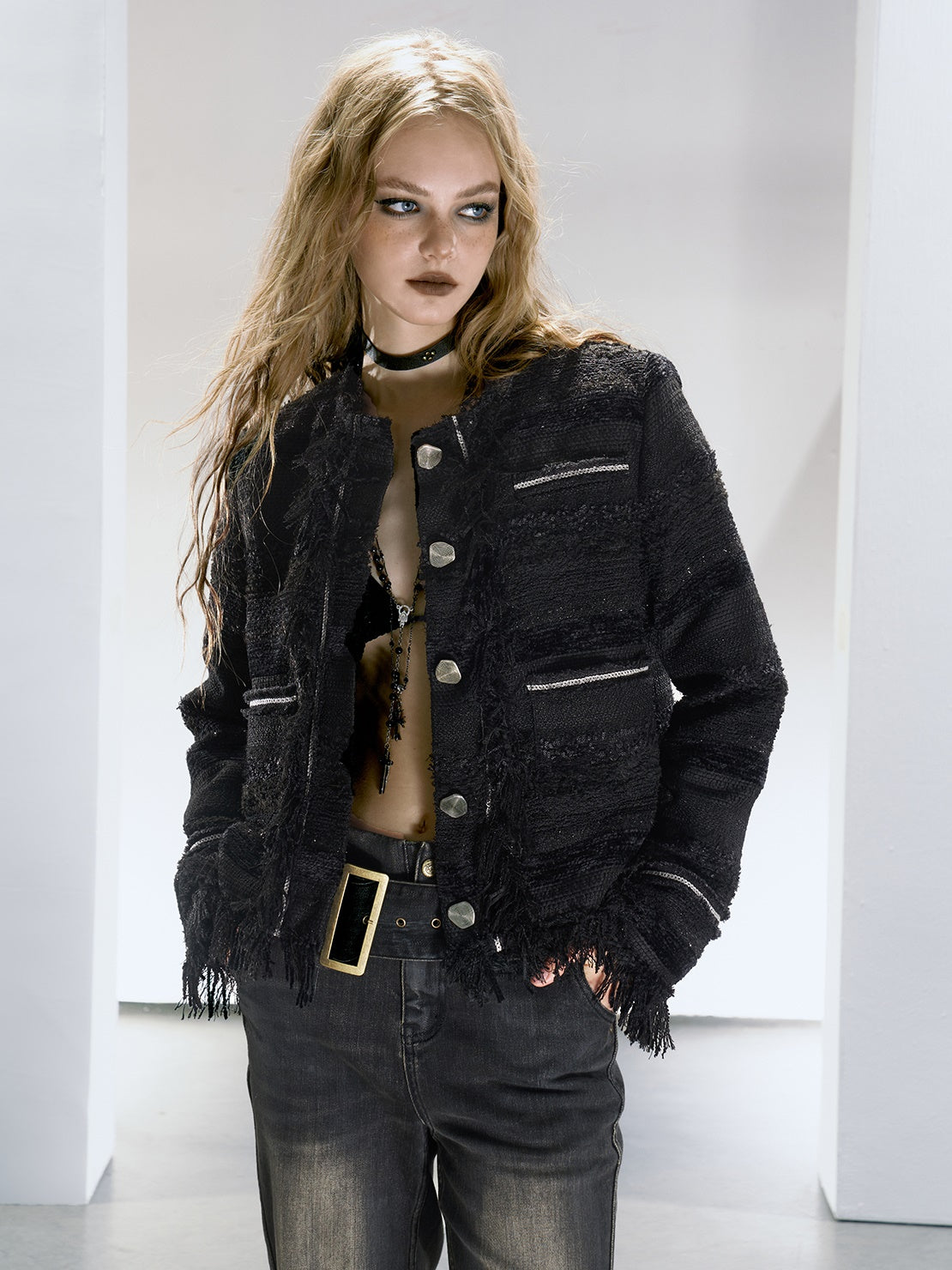 Haare -Damen -Tweed -Style -Jacke &amp; Rock