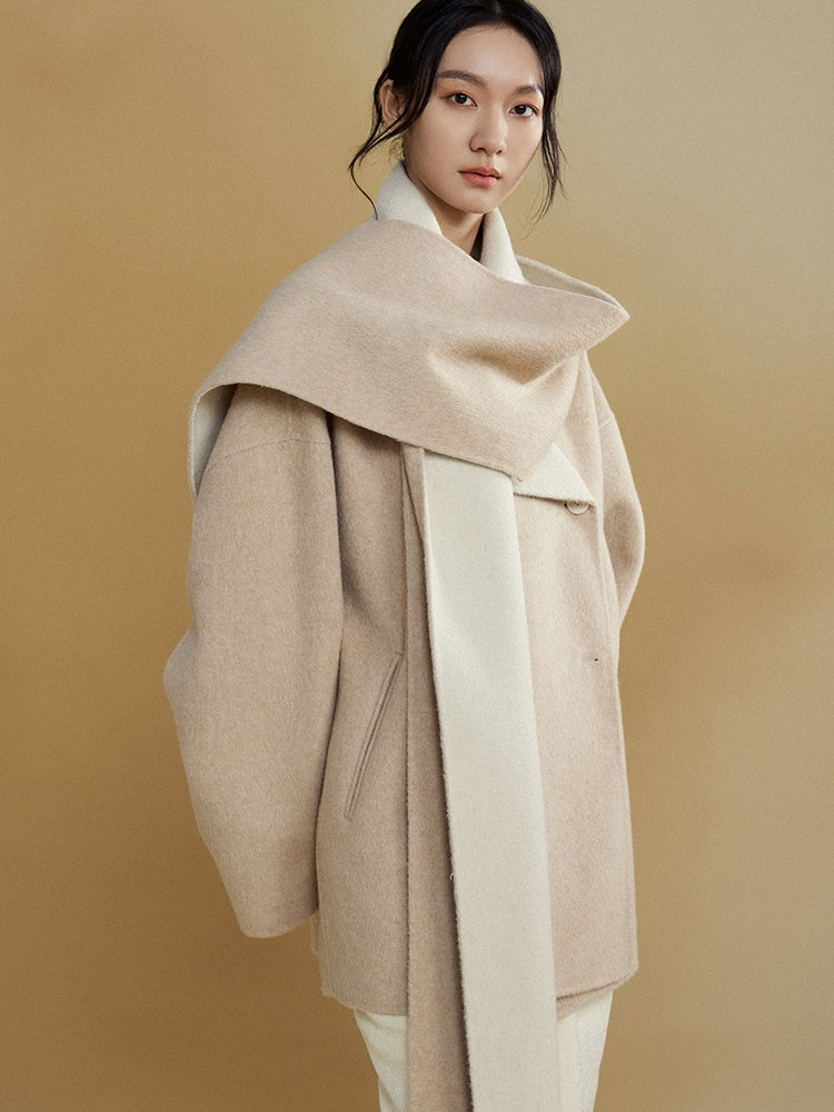 Loose Double-folded Scarf Double-sided Coat