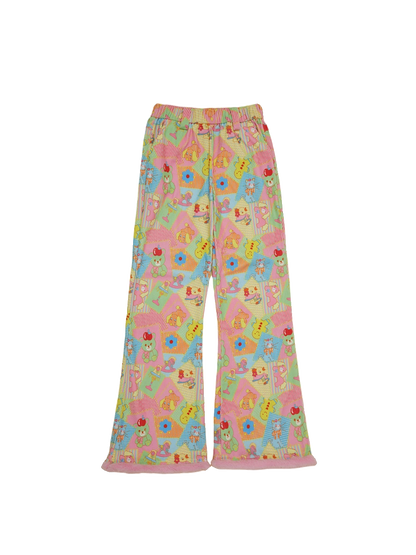 Cartoon Print Corduroy Casual Pants