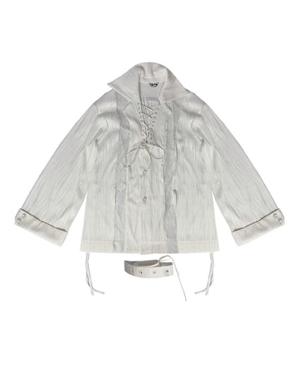 Lace-up Oversize Loose Lace Shirt