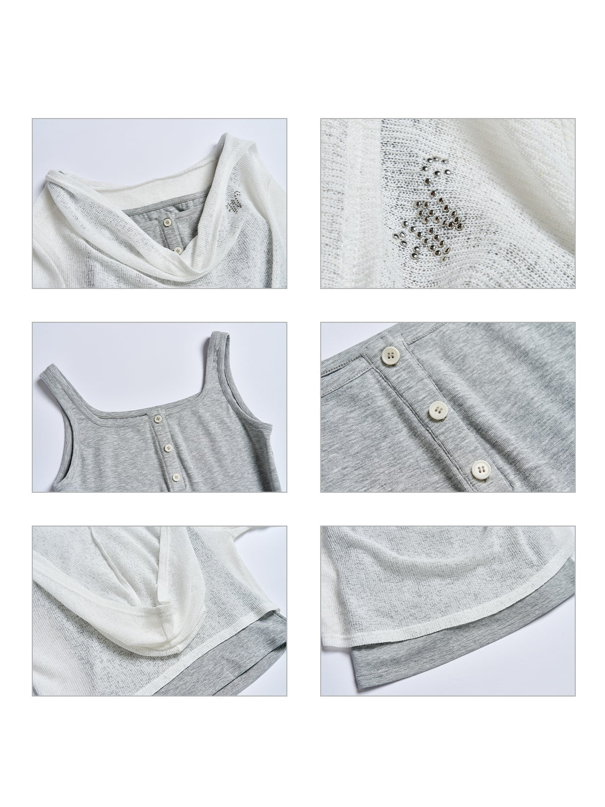 Knitted Hooded Short Top ＆ Tank Top Set-up