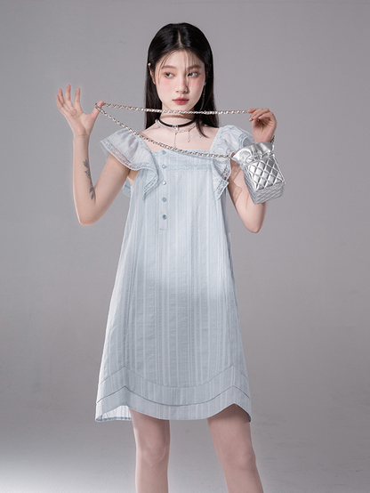 Flying Sleeves Ribbon A-Line Dress