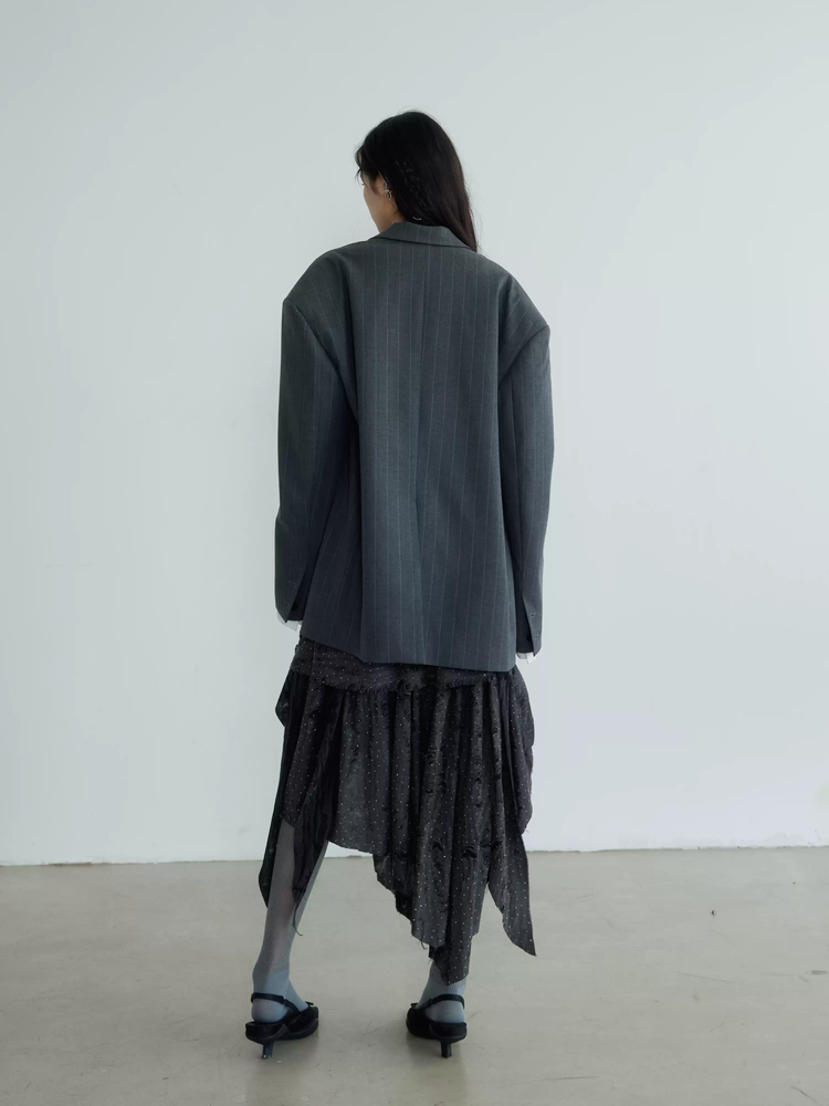 Oversize Big-Silhouette Drop-Shoulder Stripe Jacket