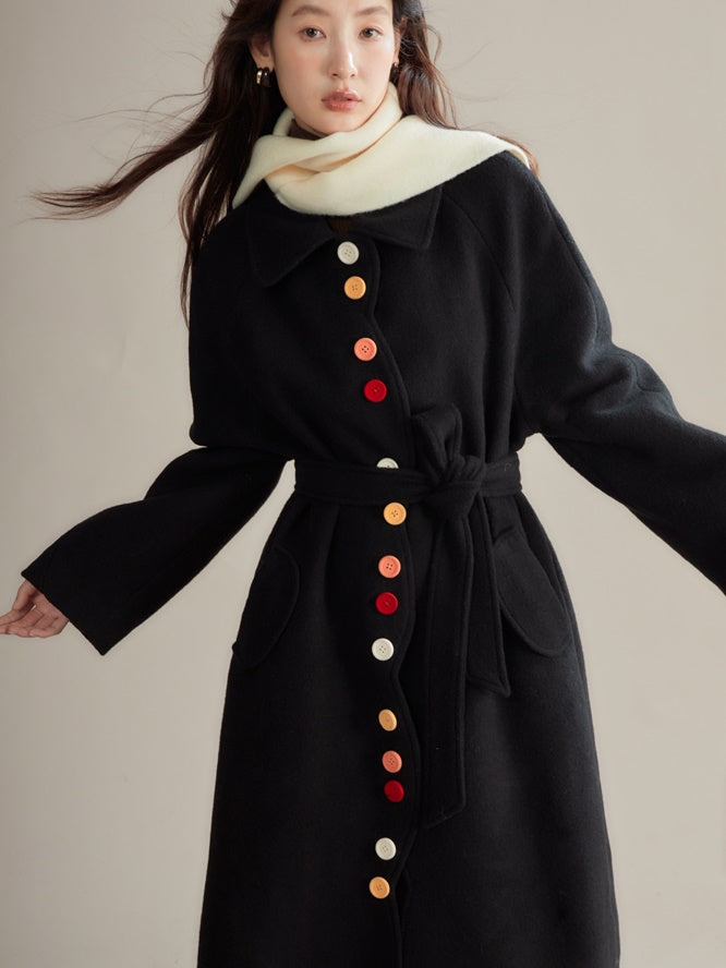 Candy Flocked Buckle Wave Cut Coat