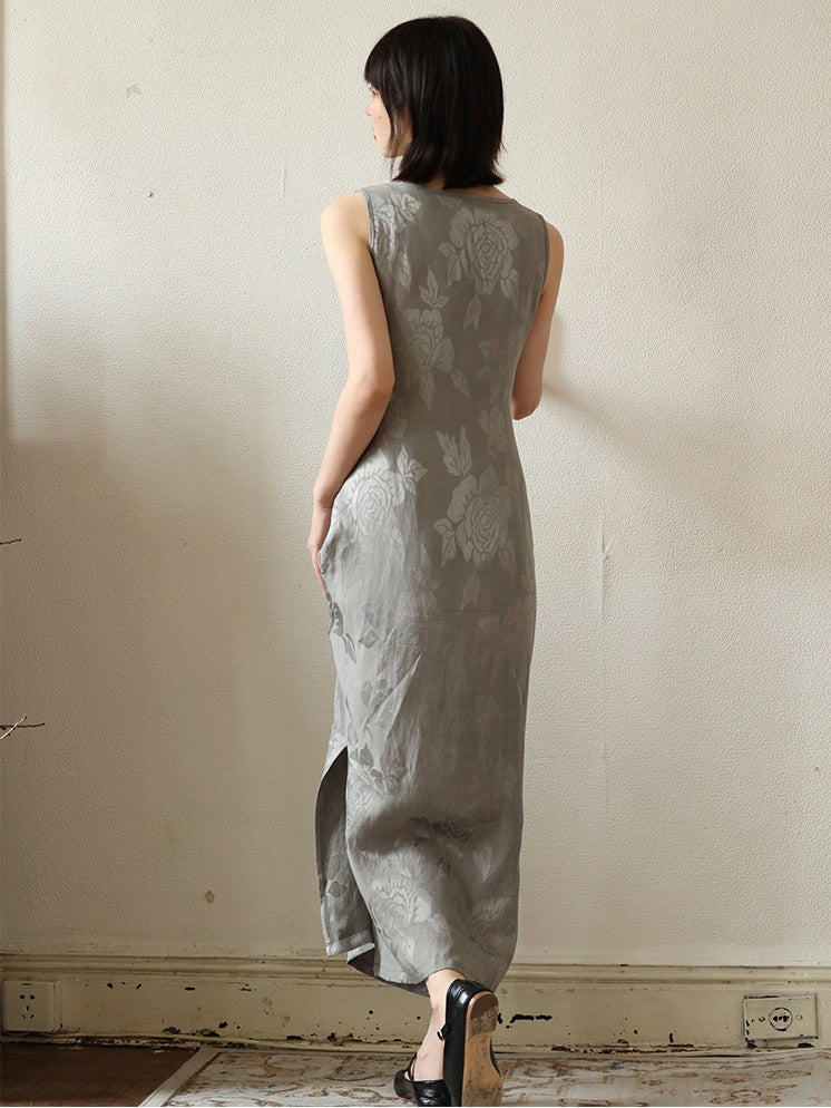 Jacquard Sleeveless Long Dress – ARCANA ARCHIVE