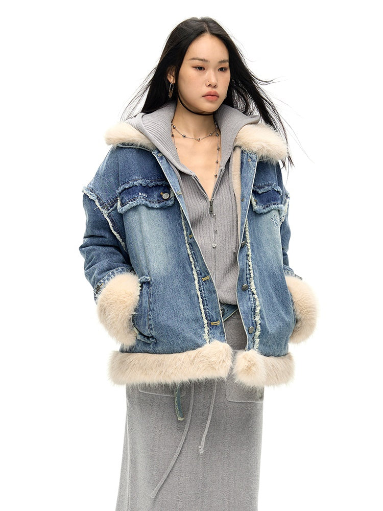 Detachable Fur Collar Denim Jacket