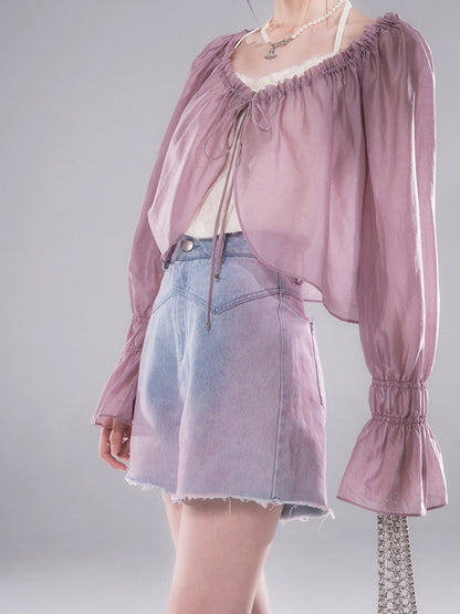 Spray Color Blush Denim Shorts