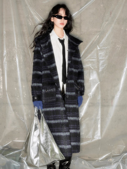 Plaid Single-sided Hooded Coat