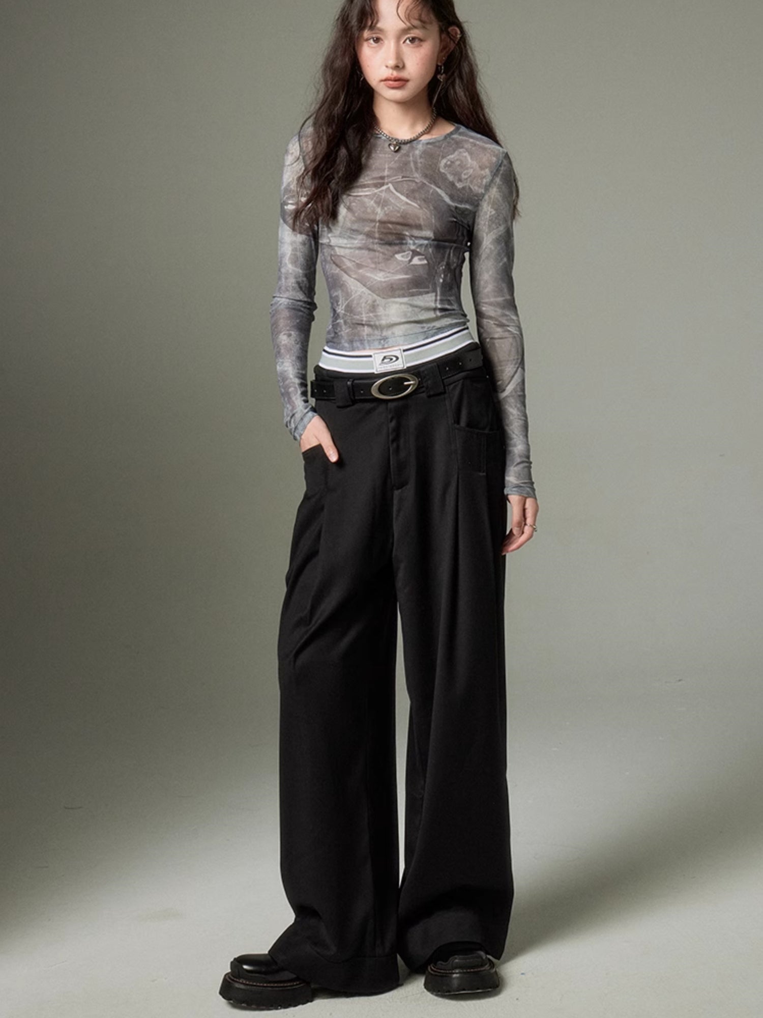 Double Waist Wide Leg Pants