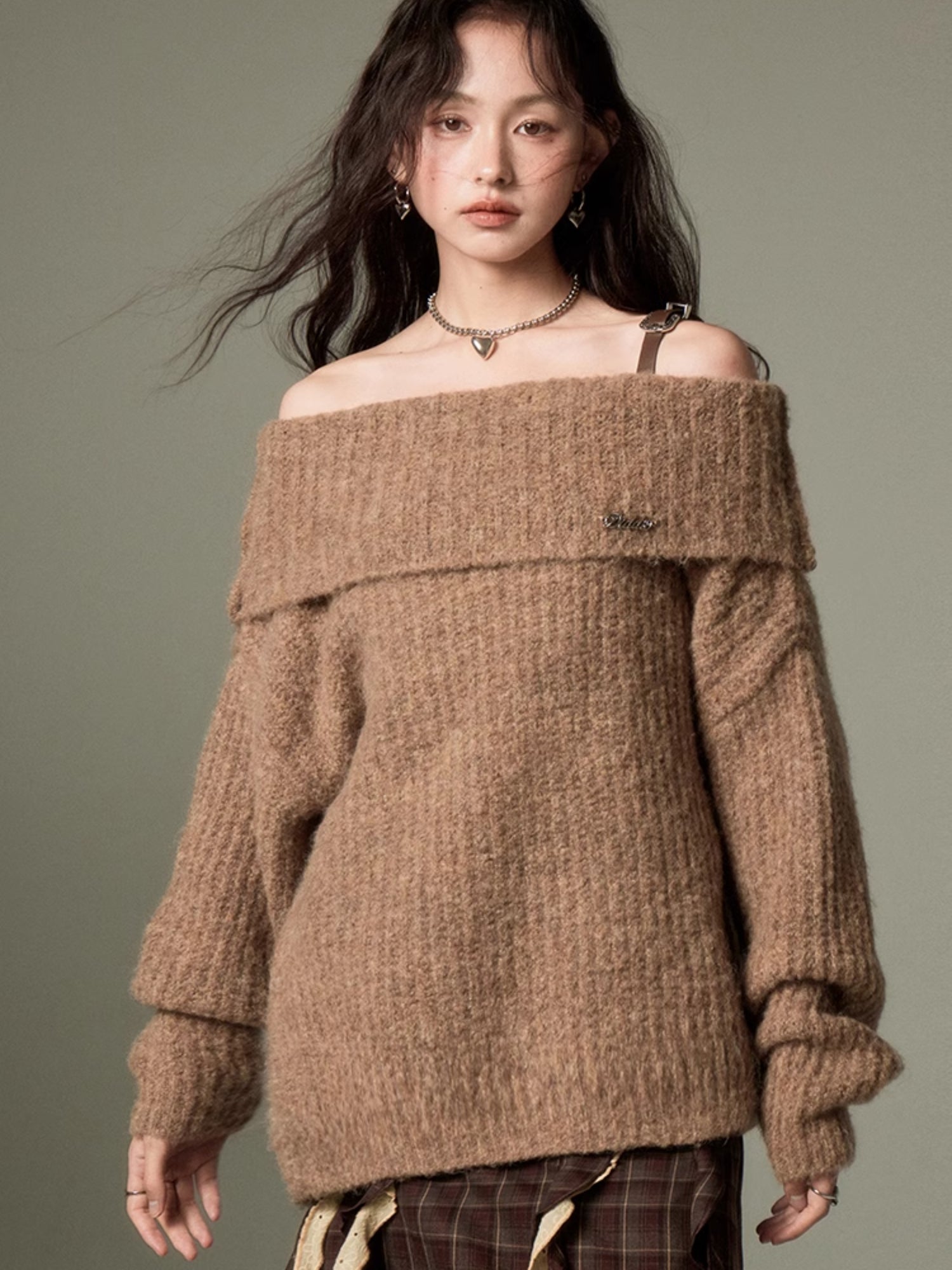 One-Shoulder-Riemen loser Pullover