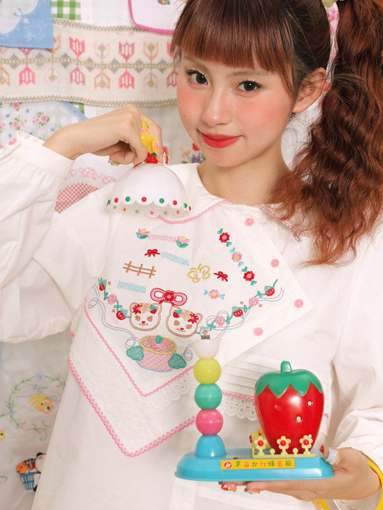 Doll Collar Handkerchief Design Embroidery Shirt