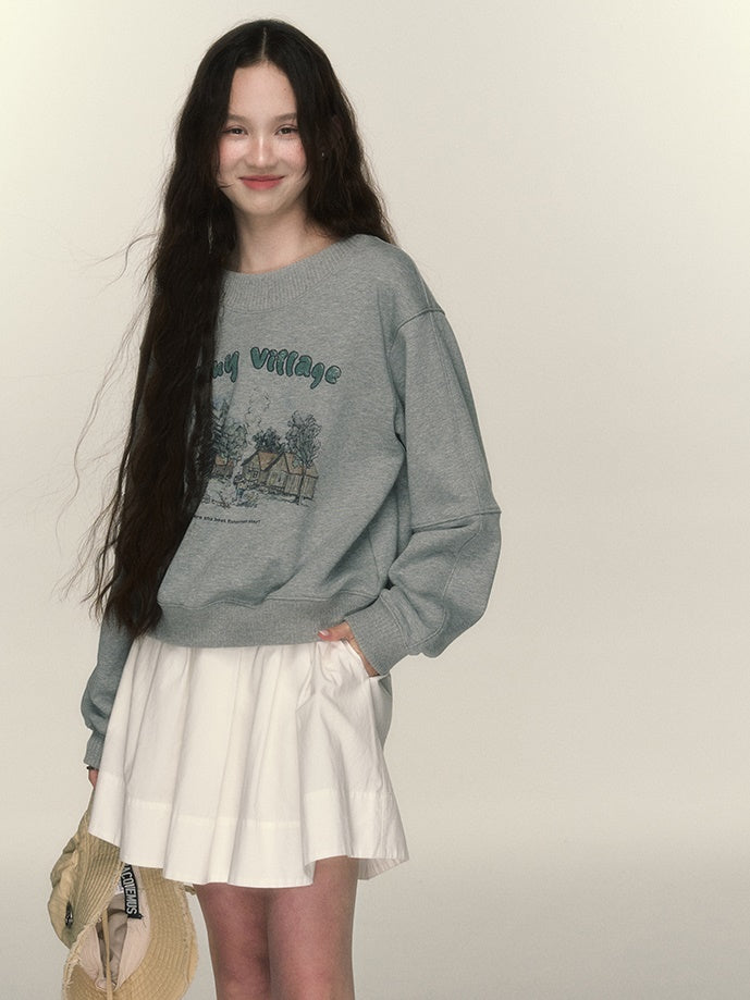 Printing Round Neck Pullover Sweat