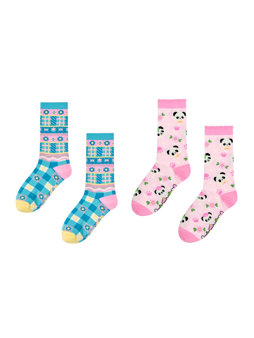 Cartoon Colorful Panda Mid-calf Socks Set