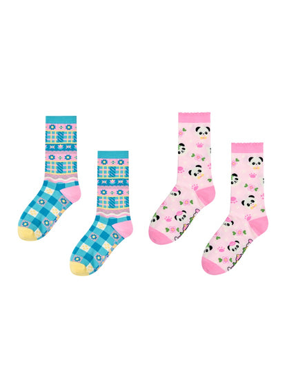 Cartoon Bunt Panda Mid-Calf Socken Set