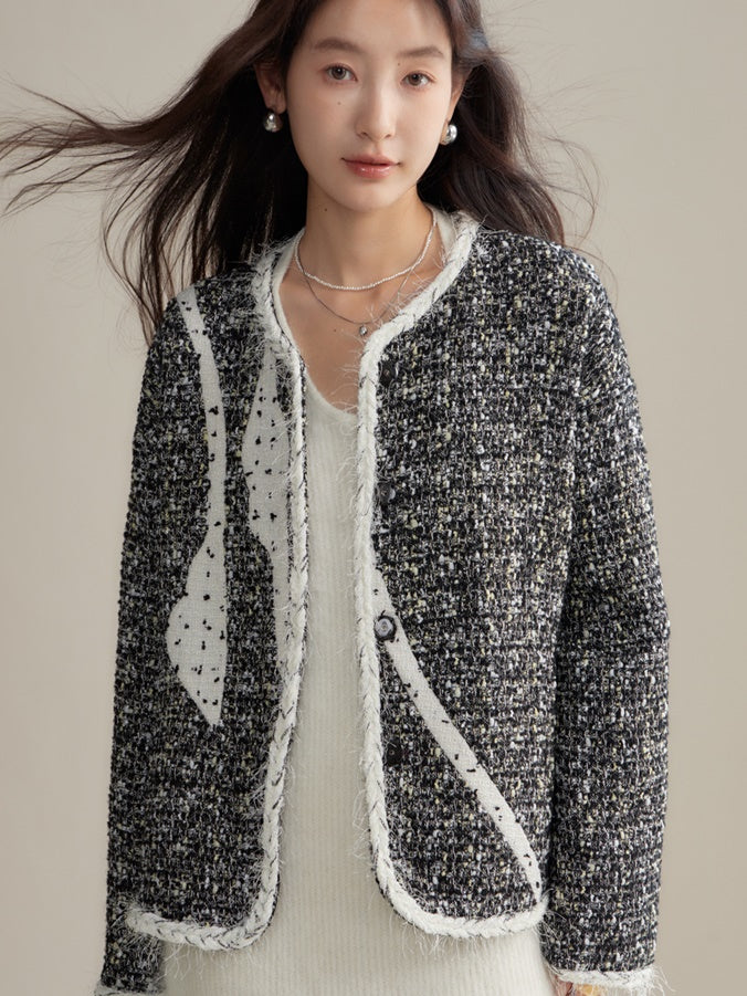 Stichdesign monotone Tweedjacke