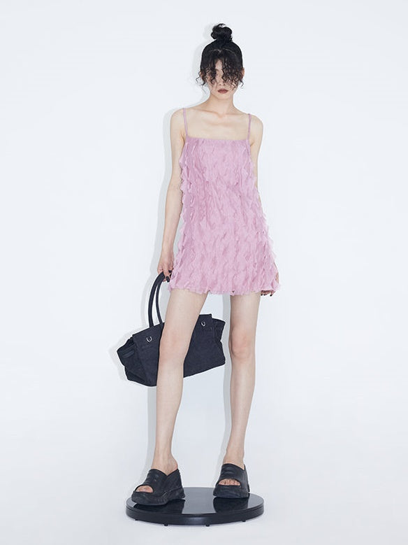 Cut Flower Texture Suspender Dress