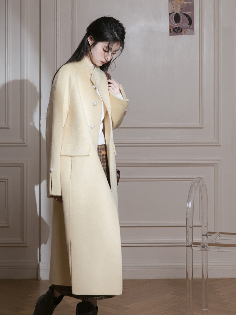 Stand Collar Slit Long Coat