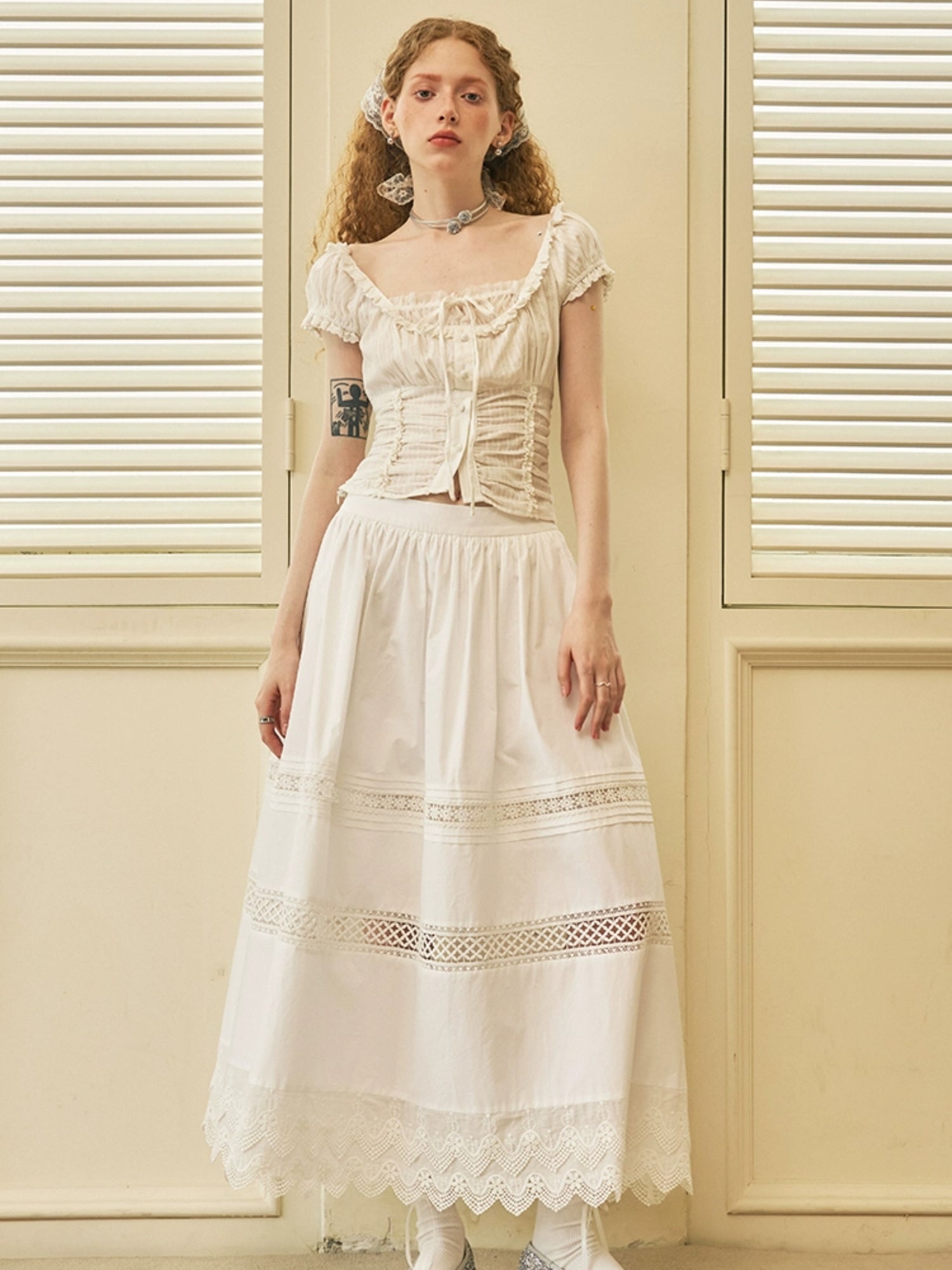 Girly Lace Splicing Long Skirt