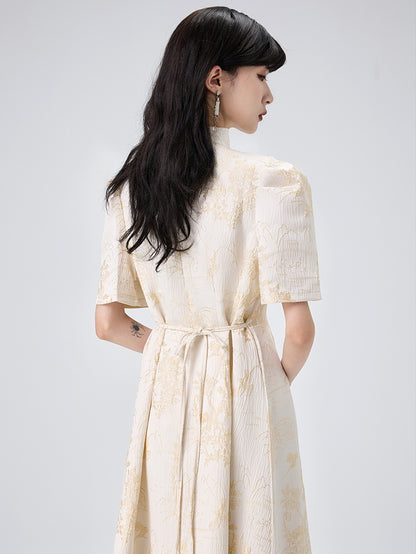 Mao Collar Cheongsam Design Short Sleeve Dress