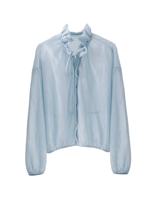 Fungus Gather Collar Tie See-through Shirt