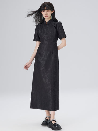 Short-sleeved Cheongsam Design Waist Dress