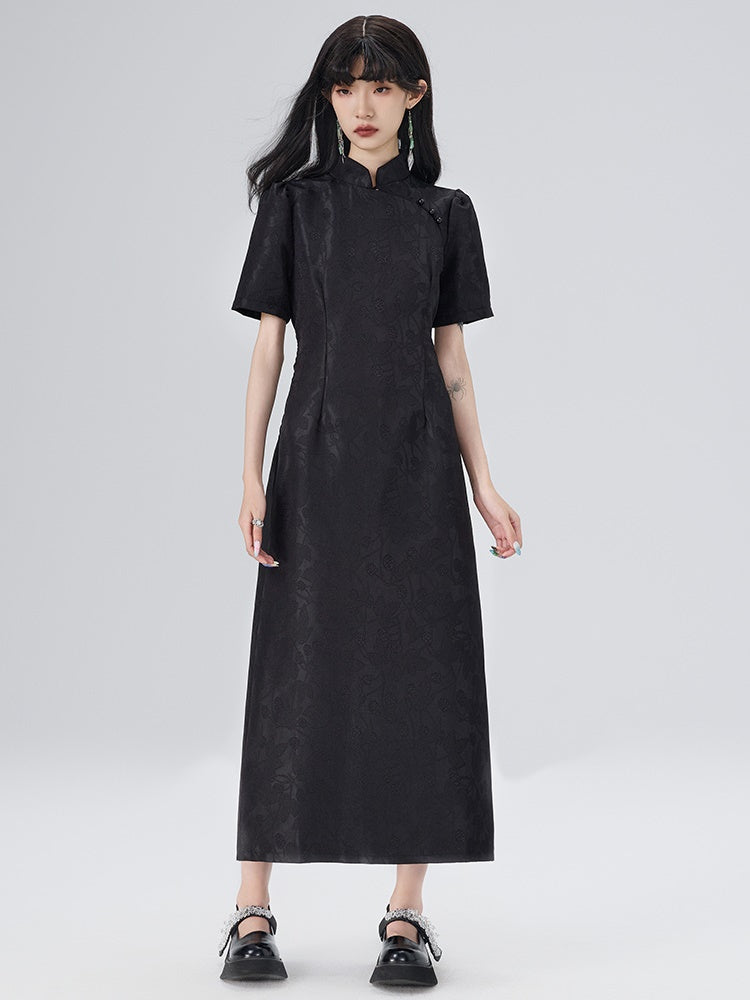 Short-sleeved Cheongsam Design Waist Dress