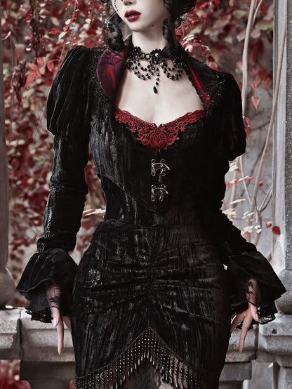 Gothic Velvet Cobweb Court Cardigan Top